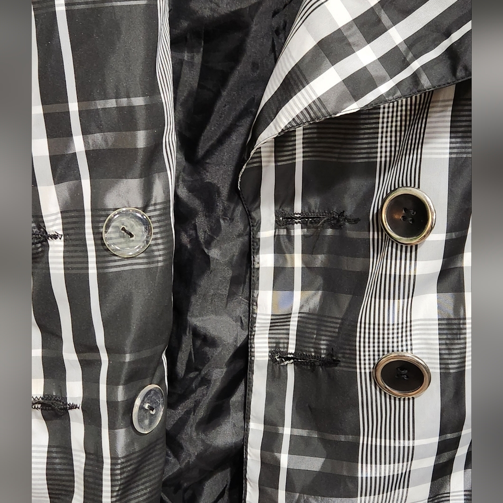 Vintage Dollhouse Outerwear black white large plaid jacket coat women's … - Picture 6 of 10